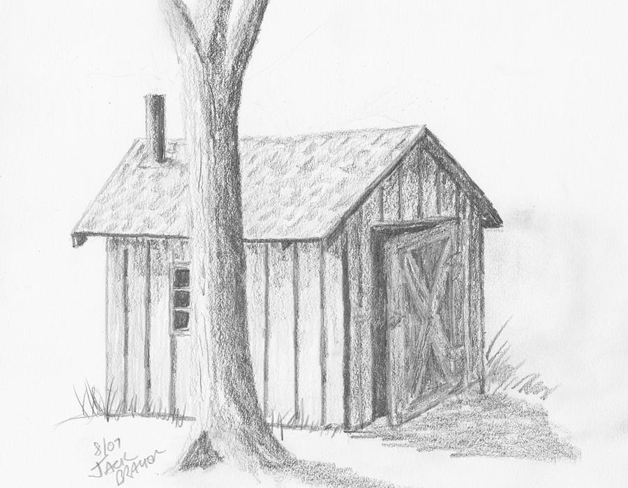 Smoke House Drawing by Jack G Brauer