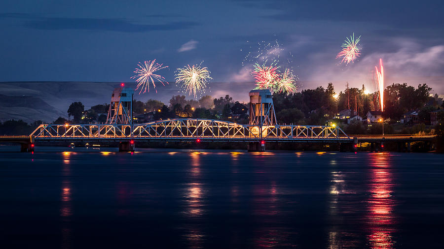 Street Fireworks By The Blue Bridge Photograph by Brad Stinson
