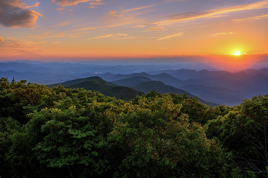 Sunset On The Blue Ridge Mountains Photograph by Jason Clemmons