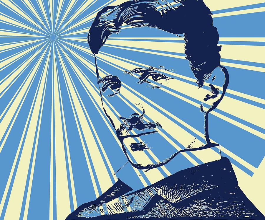 Tesla Pop Art Poster Digital Art By Dan Sproul