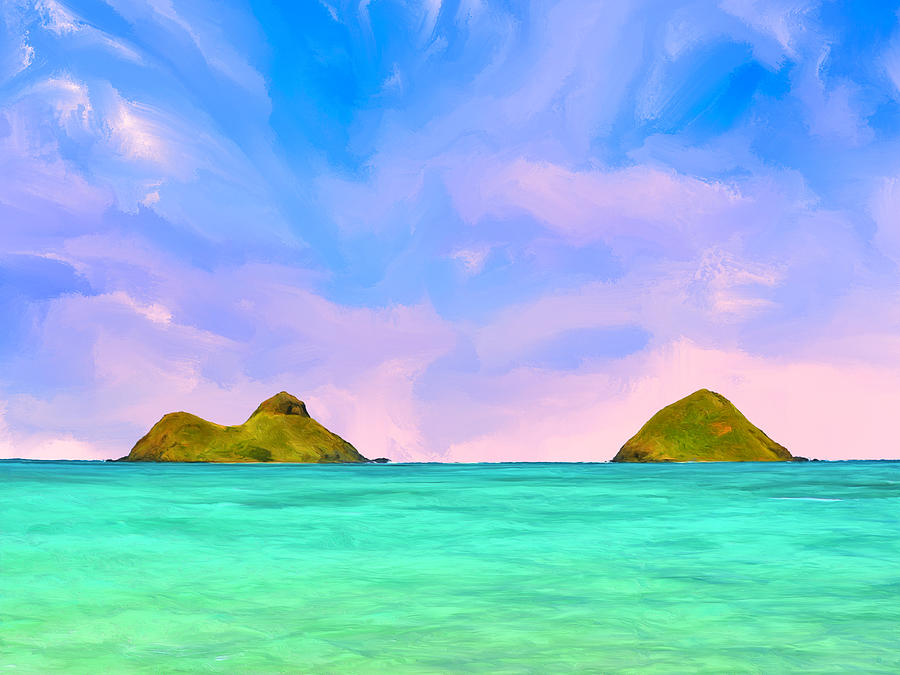 The Mokes In The Morning At Lanikai Painting by Dominic Piperata