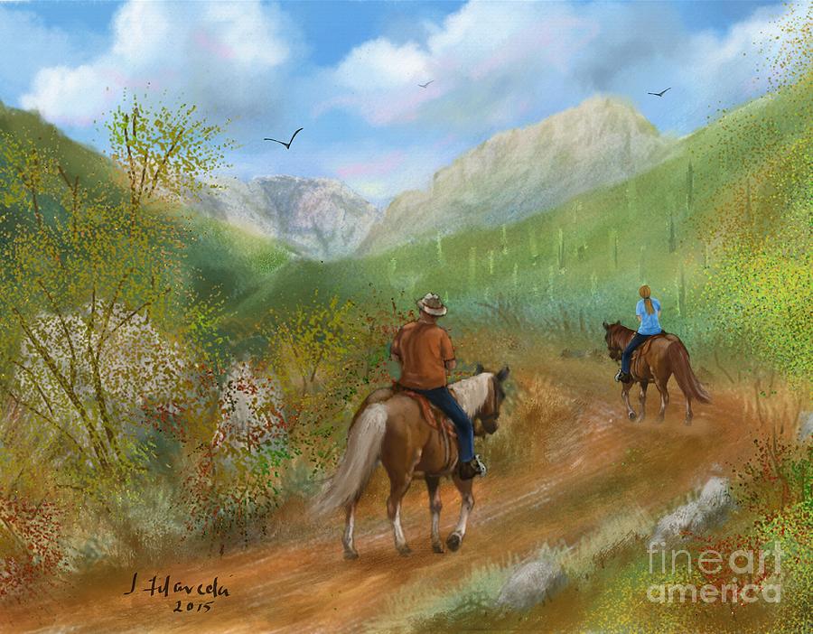 Trail Ride In Sabino Canyon Painting By Judy Filarecki Fine Art America