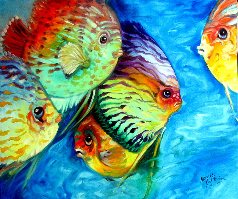 Tropical Fish Colors Painting by Marcia Baldwin