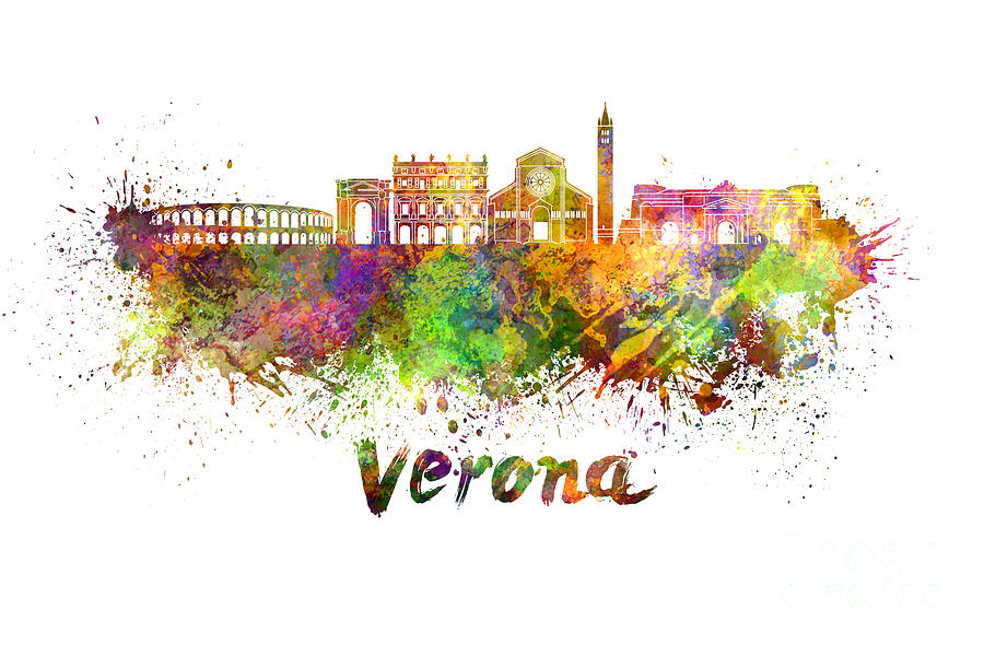 Verona Skyline In Watercolor Painting By Pablo Romero Fine Art America