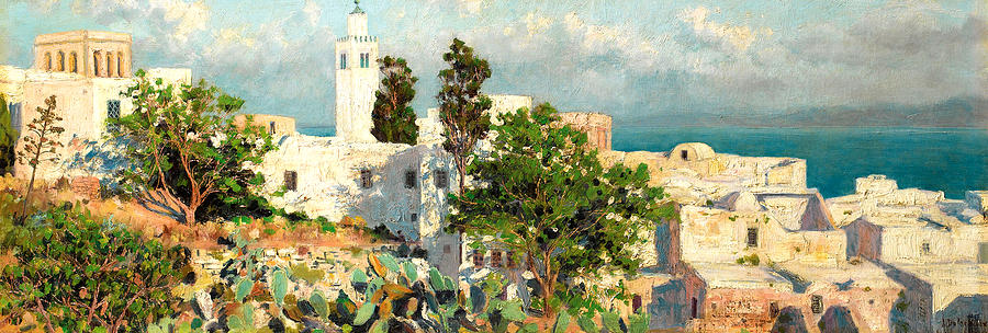 View Of Sidi Bou Said Tunisia Painting By Auguste Delacroix Pixels