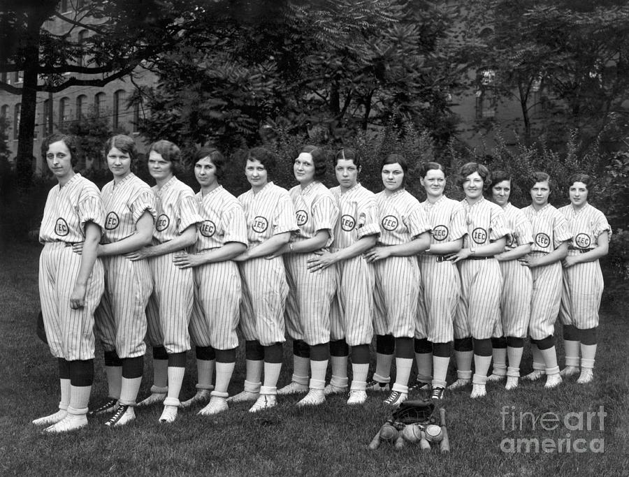 Vintage Photo Of Women's Baseball Team Photograph by American School