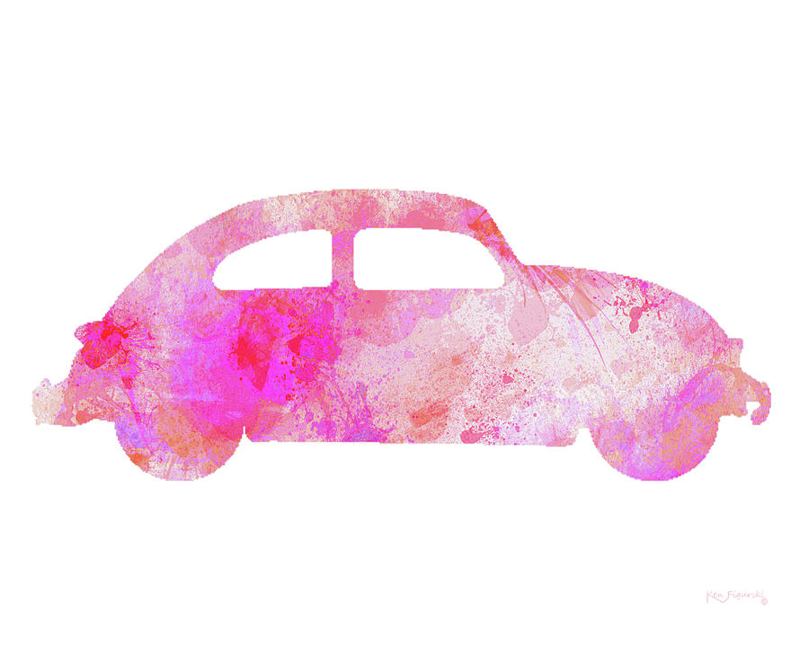 Volkswagen Beetle Art Pink Mixed Media By Ken Figurski Pixels