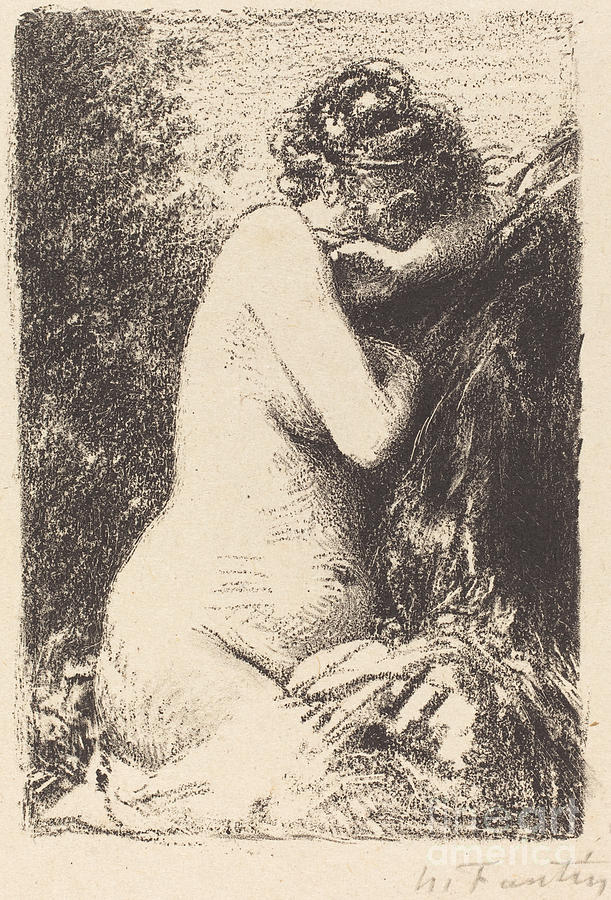 Weeper Study Of A Nude Woman Seated With Profile To Right Drawing By