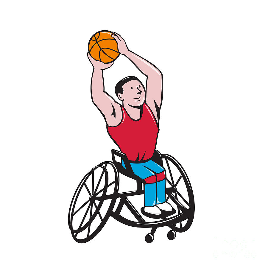 Wheelchair Basketball Player Shooting Ball Cartoon Digital ...