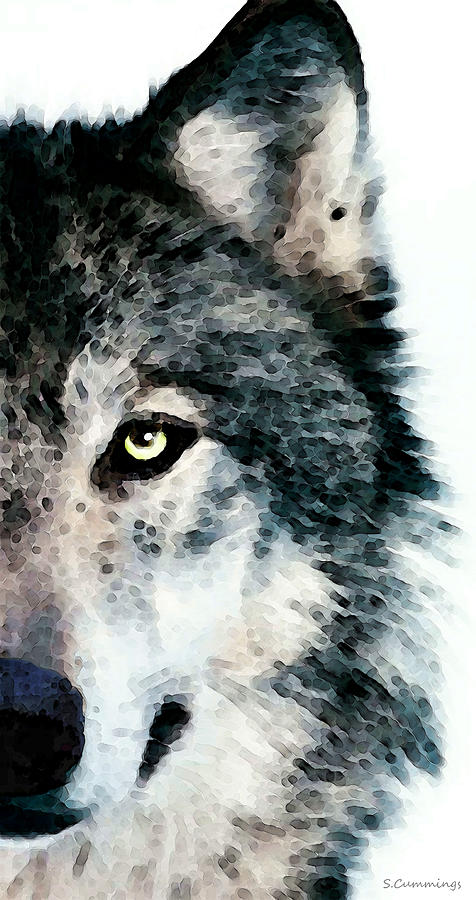Wolf Art - Timber Painting by Sharon Cummings