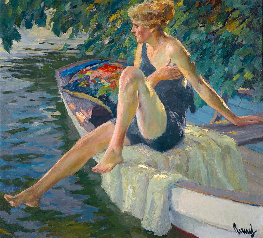 Woman In A Bathing Costume Painting By Edward Cucuel Fine Art America