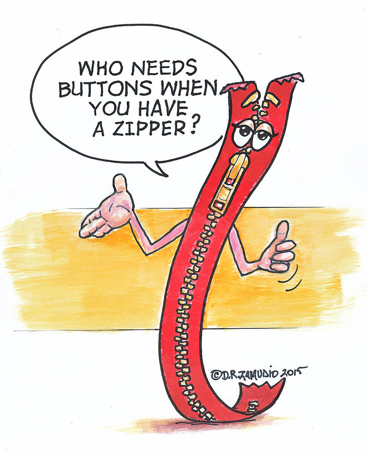 Zipper Day Cartoon Painting by David Zamudio