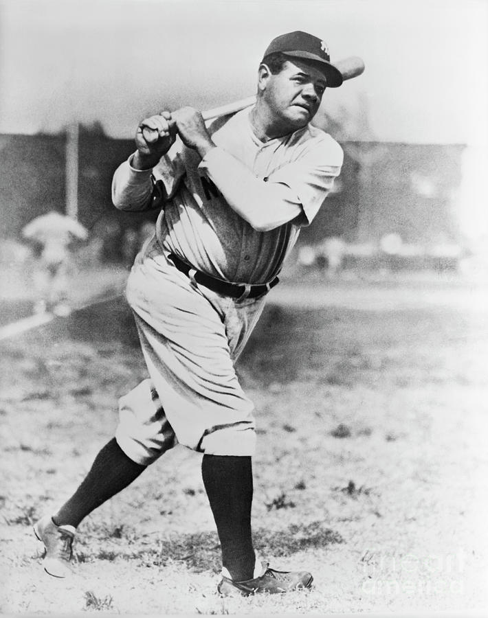 Babe Ruth At Bat By Bettmann