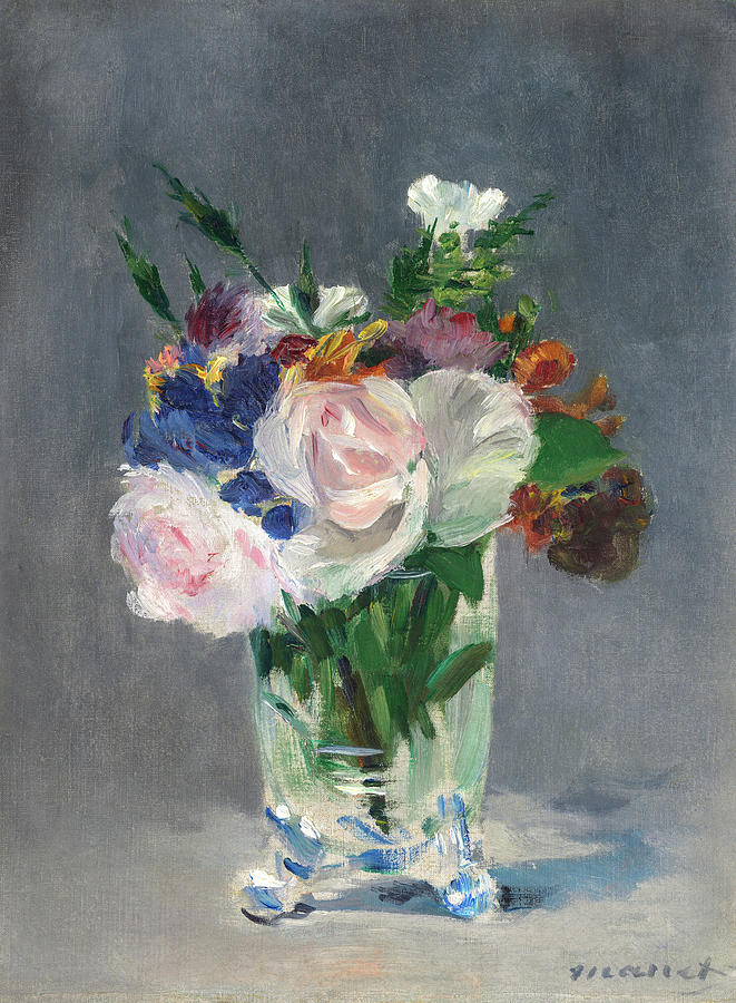 Flowers In A Crystal Vase Circa Painting By Edouard Manet Fine