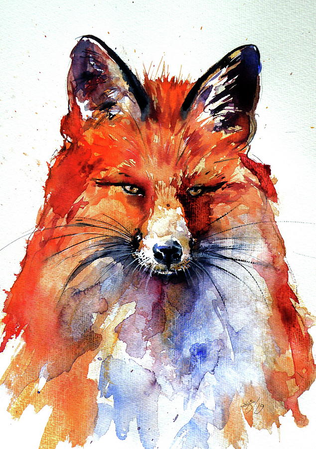 Red Fox Watching Painting By Kovacs Anna Brigitta Pixels