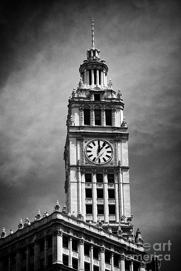 Clock Tower Of The Wrigley Building Chicago Illinois United States Of