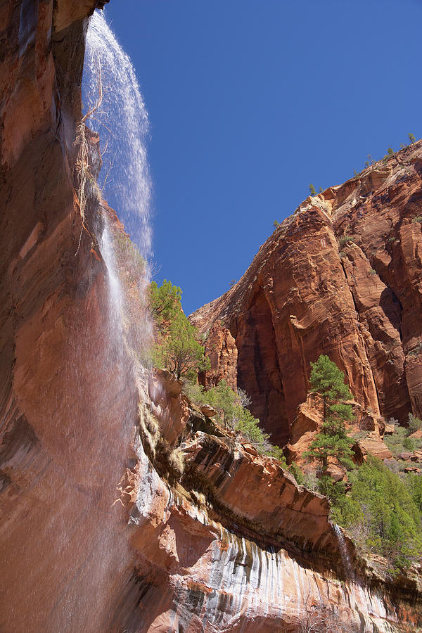 Waterfall At The Lower Emerald Pool Zion National Park Utah Usa