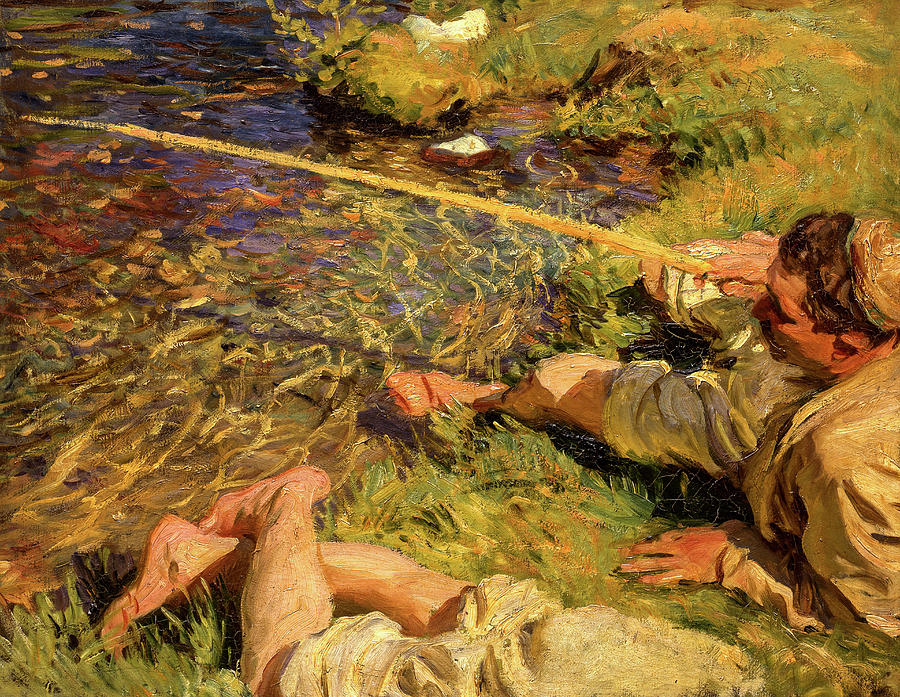 A Man Fishing Painting By John Singer Sargent Fine Art America