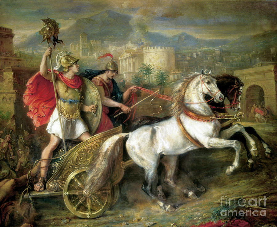 Achilles With Hector S Body 19th Century Painting By Jose Schmitz Y