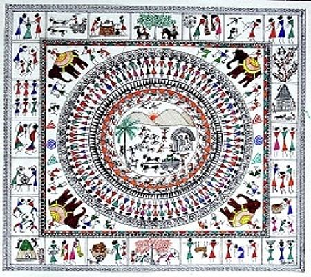 Ancient Warli Arts Eccentrically Made On Handmade Paper Painting By