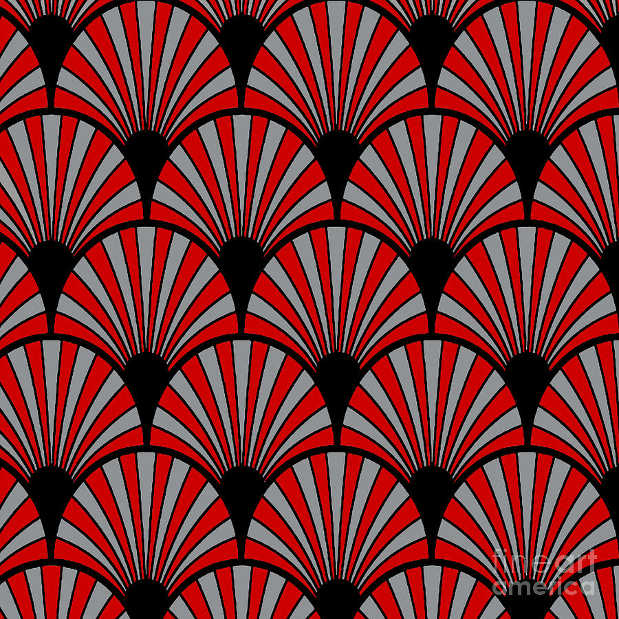 Art Deco Red Fans Digital Art By Tracy Leibmann Pixels