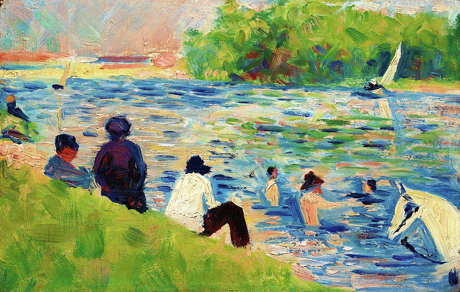 Bathers Digital Remastered Edition Painting By Georges Seurat