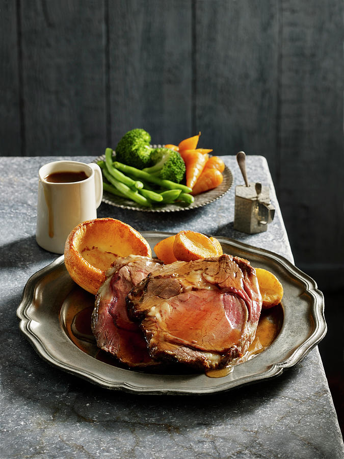 Beef Rib Roast With Yorkshire Puddings And Vegetables England