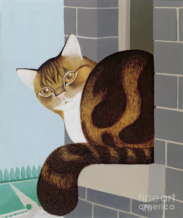 Cat On A Window Sill Painting By Joan Freestone Fine Art America