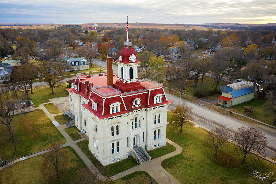 Chase County Courthouse From The Air Photograph By Joe Montiel Fine