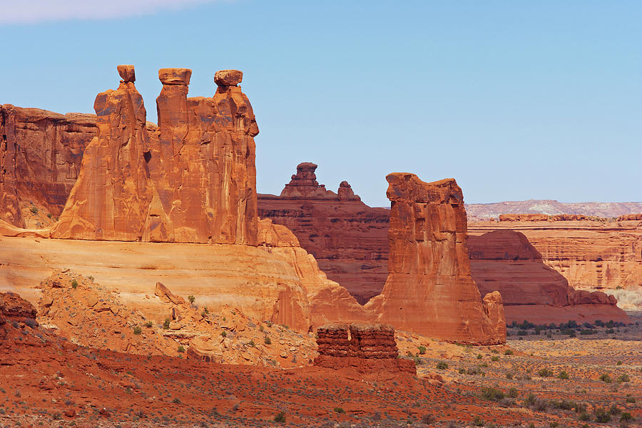 Courthouse Towers And Park Avenue Arches National Park Utah Usa