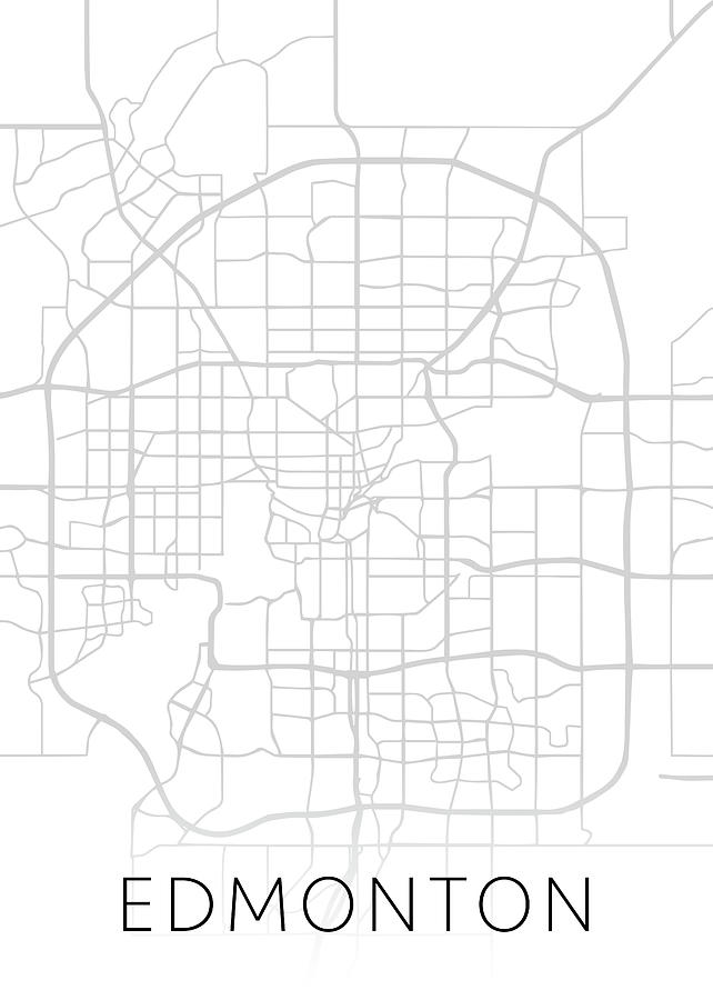 Edmonton Alberta Canada City Street Map Minimalist Black And White