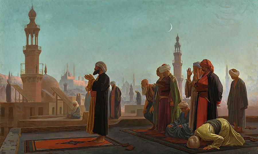 Evening Prayer Cairo Painting By Jean L On G R Me Fine Art America