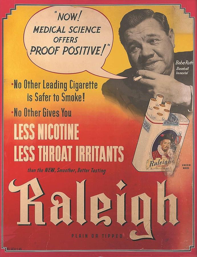 Gigantic Babe Ruth Raleigh Cigarettes Advertising Sign Photograph By