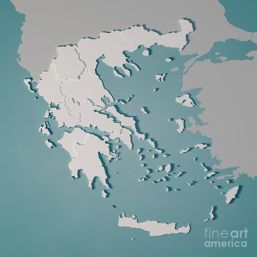 Greece Country Map Administrative Divisions D Render Digital Art By