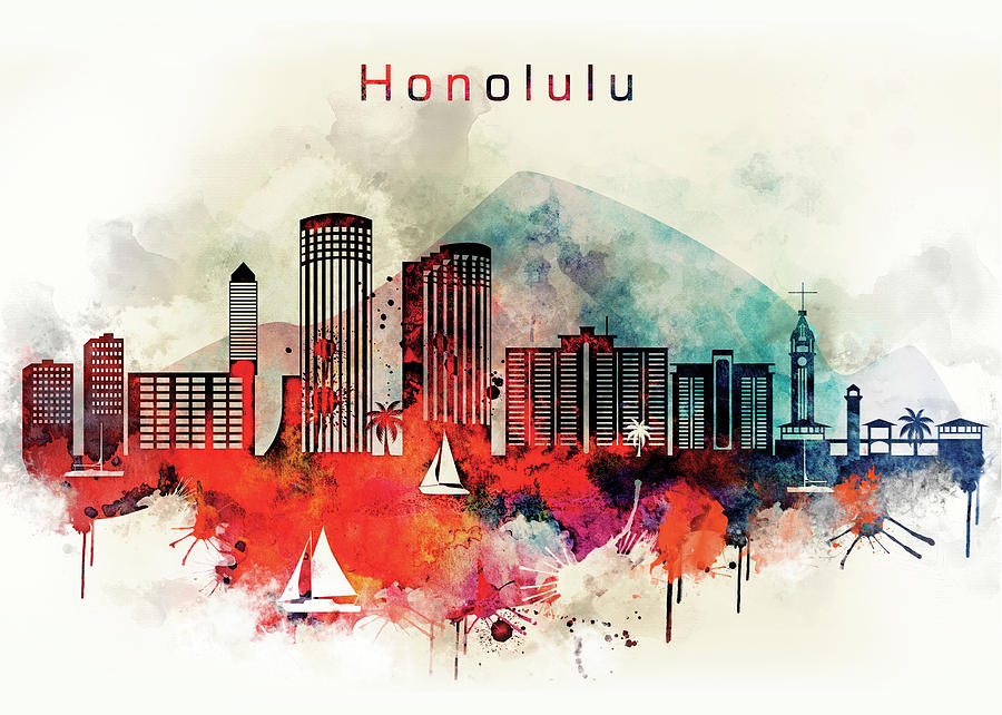 Honolulu City Skyline Digital Art By Dim Dom