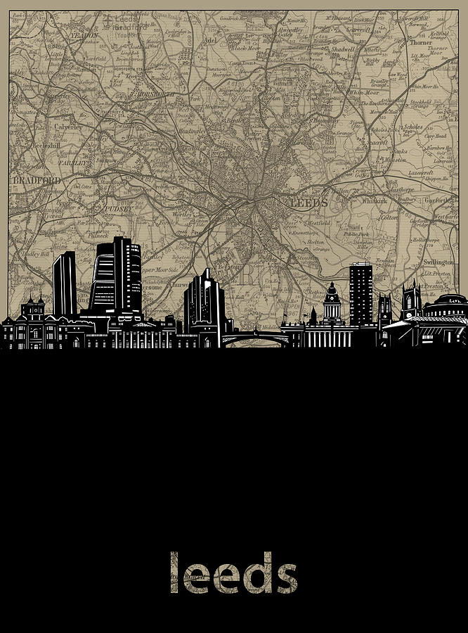 Leeds Skyline Map Digital Art By Bekim M Fine Art America