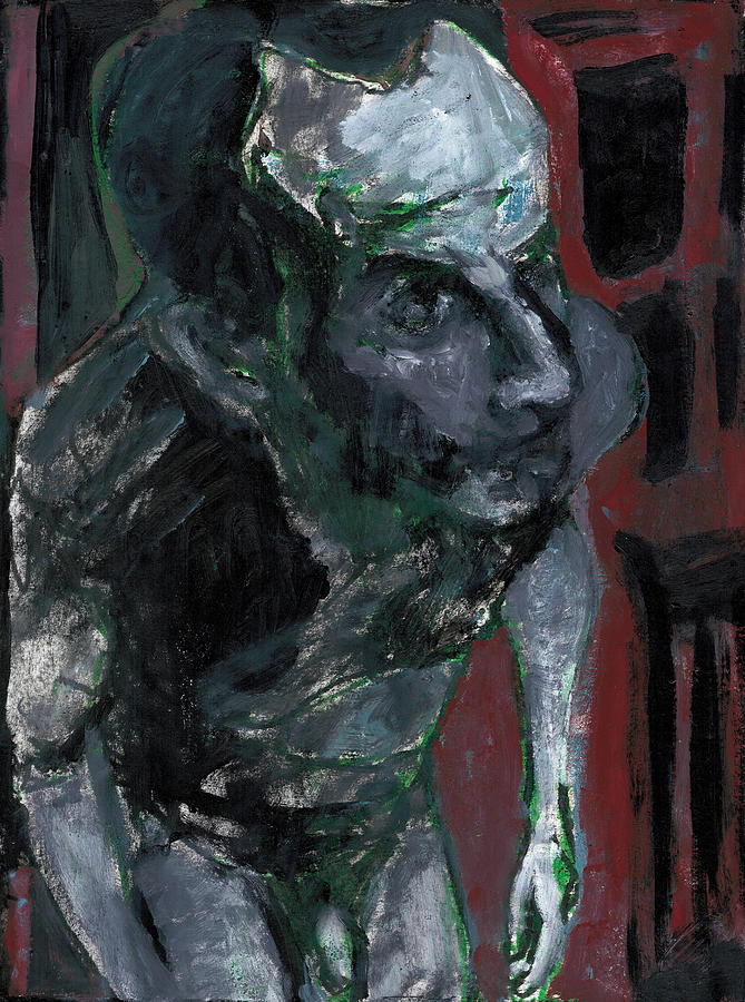 Male Nude Standing Crouched Painting By Edgeworth Johnstone Fine