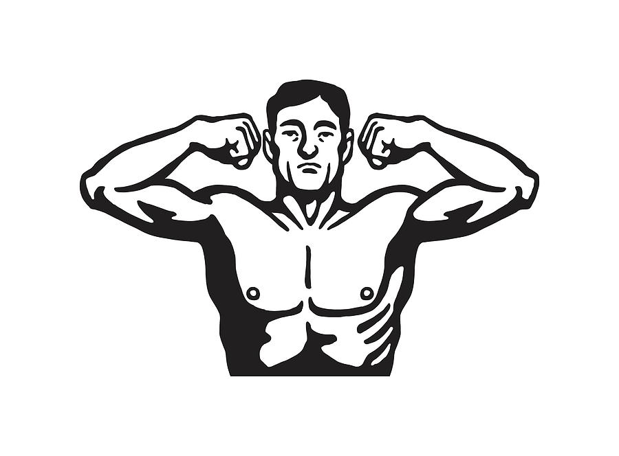 Man Flexing Drawing By Csa Images Fine Art America