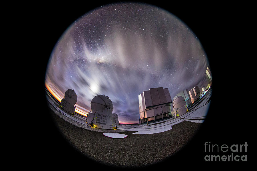 Moonlit Clouds Over Vlt Telescopes By Miguel Claro Science Photo Library