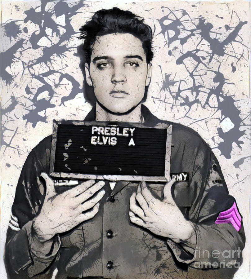 Motiv Elvis Presley Mugshot Splash Pink Painting By Felix Von