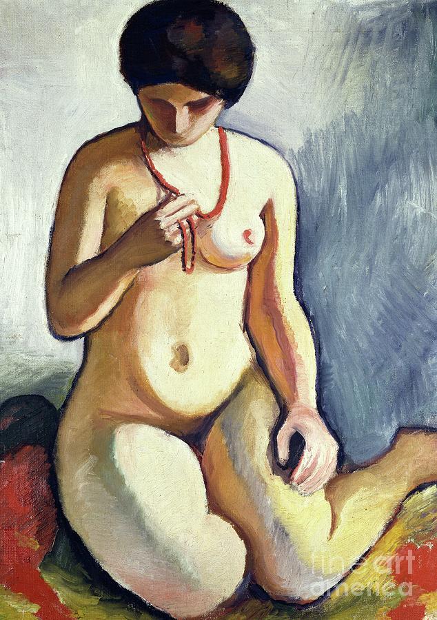 Nude With Coral Necklace 1910 By August Macke Painting By August Macke