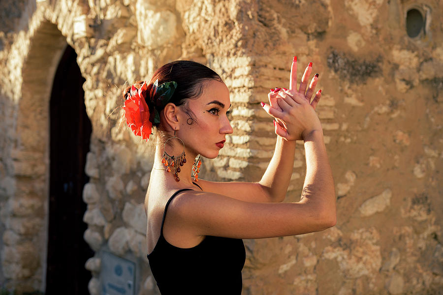 Portrait Of A Woman Dancing Flamenco At Sunset Photograph By Cavan