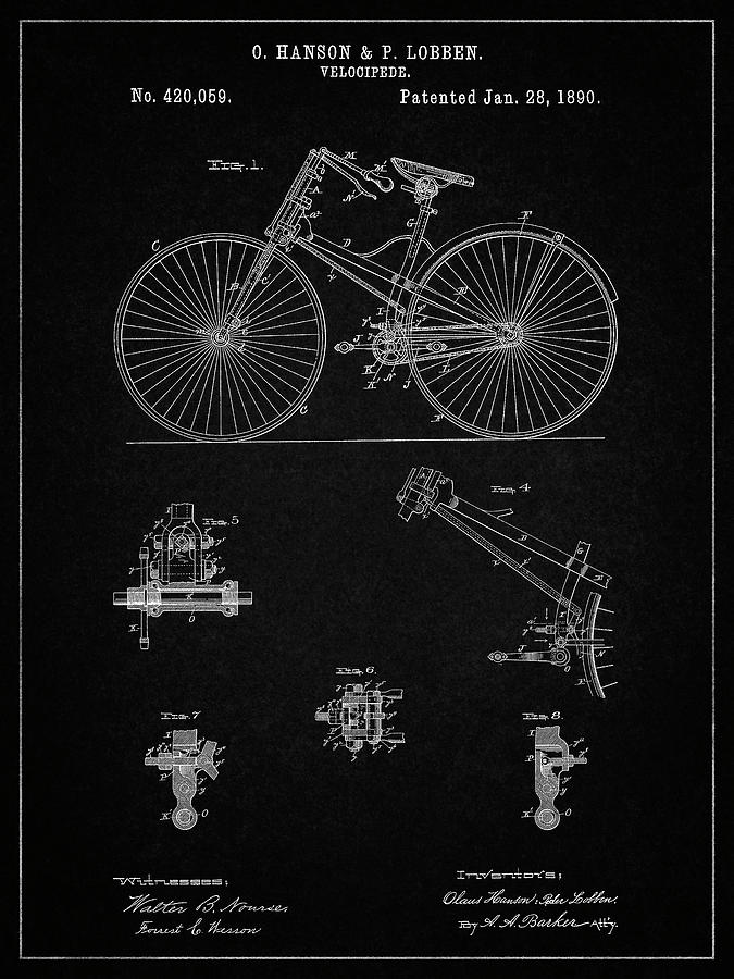 Pp Vintage Black Bicycle Patent Poster Digital Art By Cole