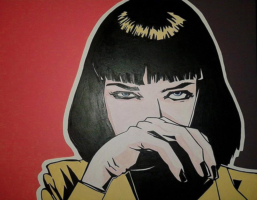 PULP FICTION MIA WALLACE Comic Version Painting By Artista Fratta