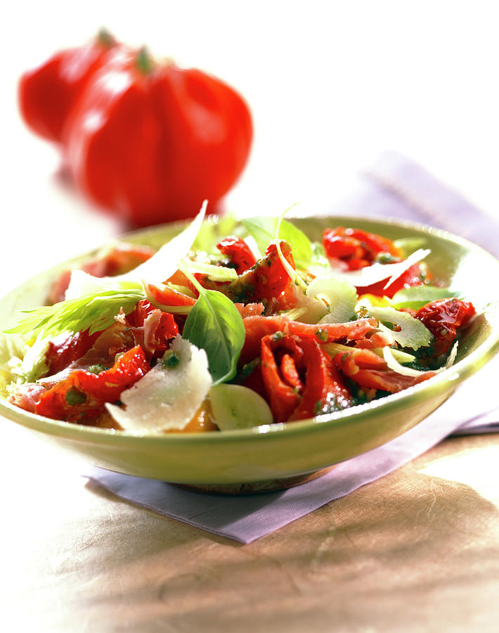 Salade De Poivrons Marines Tomates Confites Parmesan Marinated Peppers