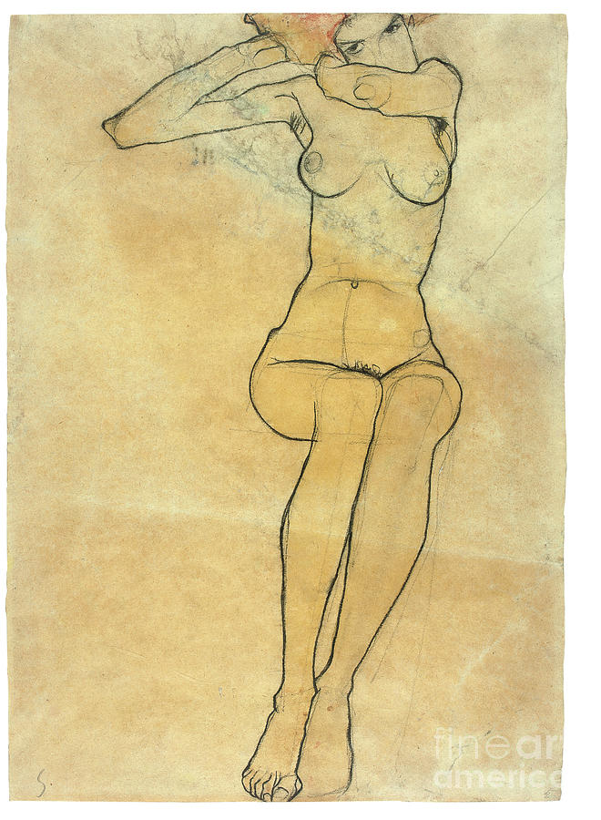 Seated Nude Painting By Egon Schiele Fine Art America