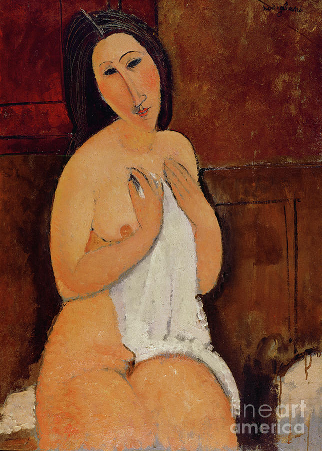 Seated Nude With A Shirt Painting By Amedeo Modigliani Pixels