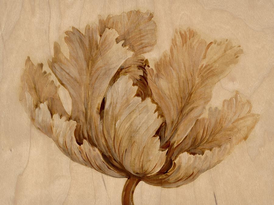 Sepia Tulip On Birch I Painting By Tim Otoole Fine Art America