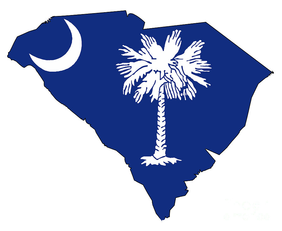 South Carolina Outline Map And Flag Digital Art By Bigalbaloo Stock