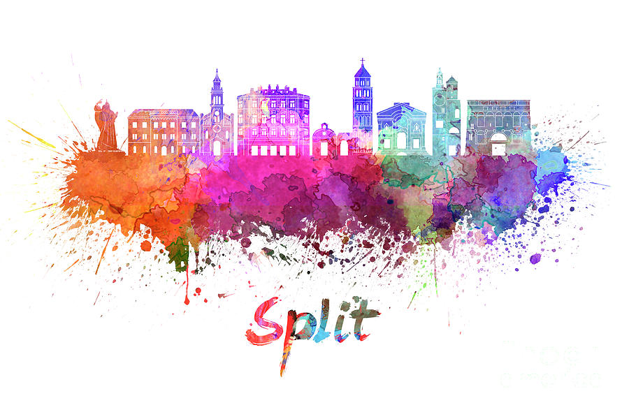 Split Skyline In Watercolor Painting By Pablo Romero